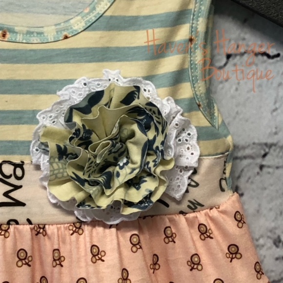 2pc. Ruffle Floral & Stripe Dress & Headband  #2 - Picture 3 of 6